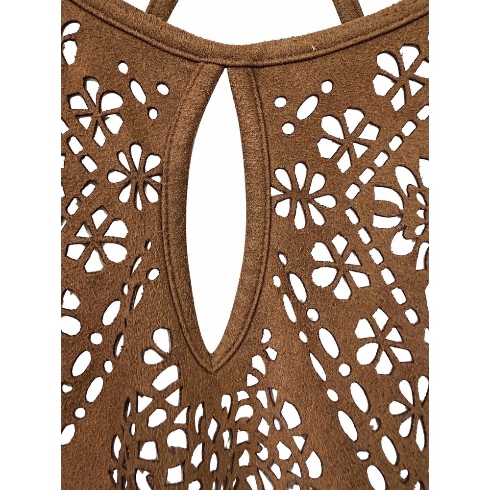 BKE Gimmicks Tank Top Women Small Brown Cream Lace Babydoll Boho Cutout Festival - Picture 8 of 13